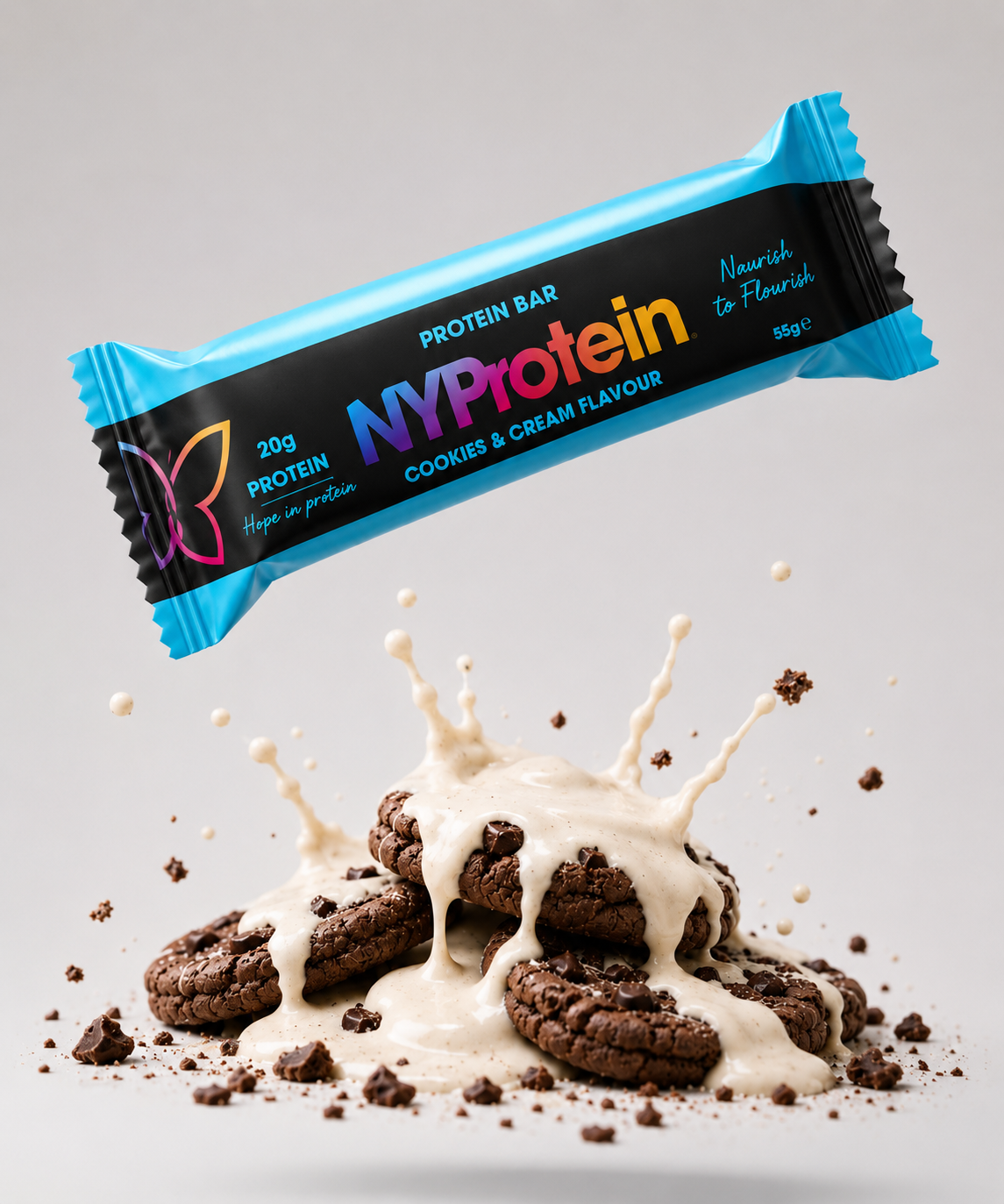Cookies and cream protein bar